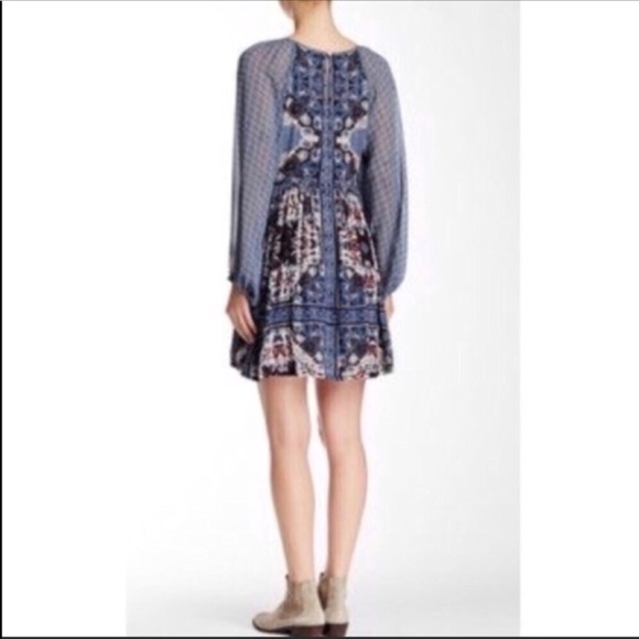 3/$50 Free People Oksana blue boho dress 2 XS - Picture 3 of 7